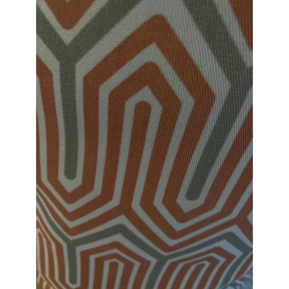 Geometric Chevron Laundry Hamper Orange Grey Bamboo Rim Collapsible Storage Bin